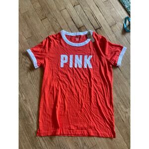 PINK NWT Victorias Secret Short Sleeve Shirt Orange Womens Medium